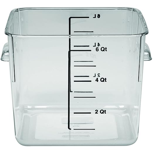 Rubbermaid Commercial Products Space Saving Square Food Storage Container 6 Quart Clear for Kitchen/Sous Vide/Meal Prep