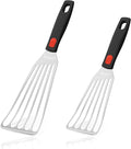 Fish Spatula Stainless Steel, Flexible Metal Spatulas with Silicone Handle, Slotted Turner for Kitchen, Cooking, Grilling, Flipping, Turning, Egg, Pancake and Burger (Small and Large)