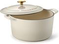 Tramontina Bestow Enameled Cast Iron Dutch Oven Pot with Lid, Round 6.5-quart, Latte (Gold Knob)
