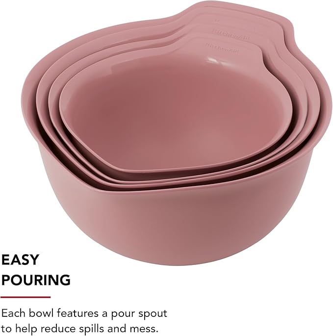 KitchenAid Universal Nesting Plastic Mixing Bowls, Set of 4, 1.5 quart, 2.5 quart, 3.5 quart, 4.5 quart