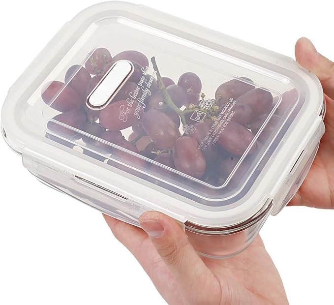 DAS TRUST 5 Pack 36oz Glass Food Storage Containers Meal Prep Containers Reusable Fridge Organizers Lunch Container for Adults Food Storage Containers with Lids Airtight Pizza Storage Salad Container