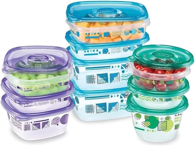 Glad GladWare Matchware Food Storage Containers, Value Pack - BPA Free Containers and Lids in a Variety of Sizes to Hold and Store Food Lock Tight Seal, 20 Count