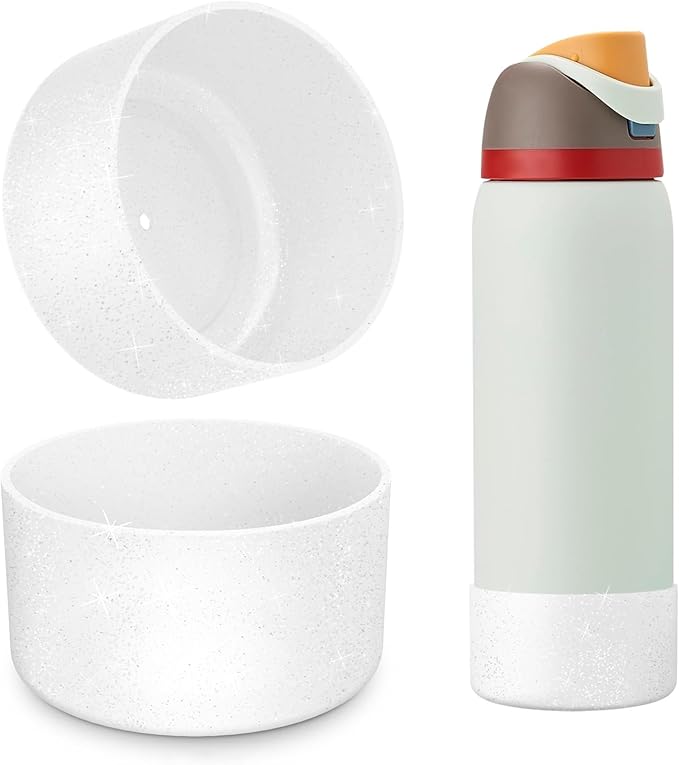 2 PCS Glitter Silicone Boot for Owala Water Bottle, Anti-Slip Protective Sleeve for FreeSip/Twist/Flip Stainless Steel Water Bottles Accessories
