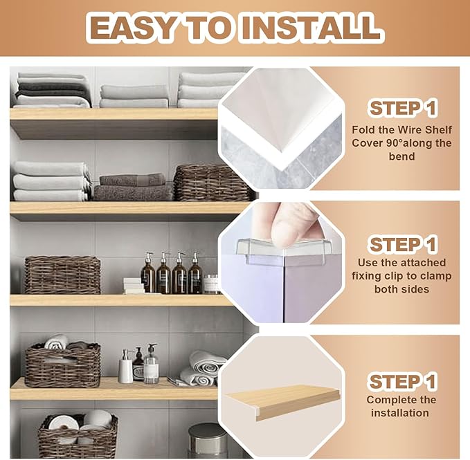 5 Pcs Wire Rack Covers 16x9x3 inch PVC Pantry Shelf Cover 0.31 inch Thick Removable Closet Wire Rack Shelf Covers,Decoration Kitchen Bathroom Office Shelving (Wood Color,16x9x3 inch)