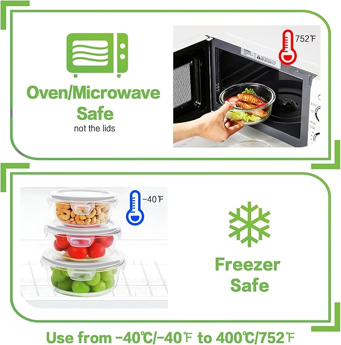 HOMBERKING Glass Food Storage Containers with Lids, [18 Piece] Glass Meal Prep Containers, Airtight Lunch Bento Boxes, BPA-Free & Leak Proof (9 lids & 9 Containers) - Grey