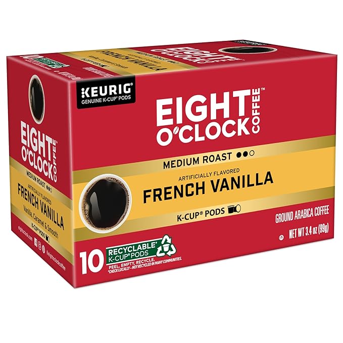 Eight O'Clock Coffee French Vanilla, Single-Serve Coffee K-Cup Pods, Medium Roast, 60 Count