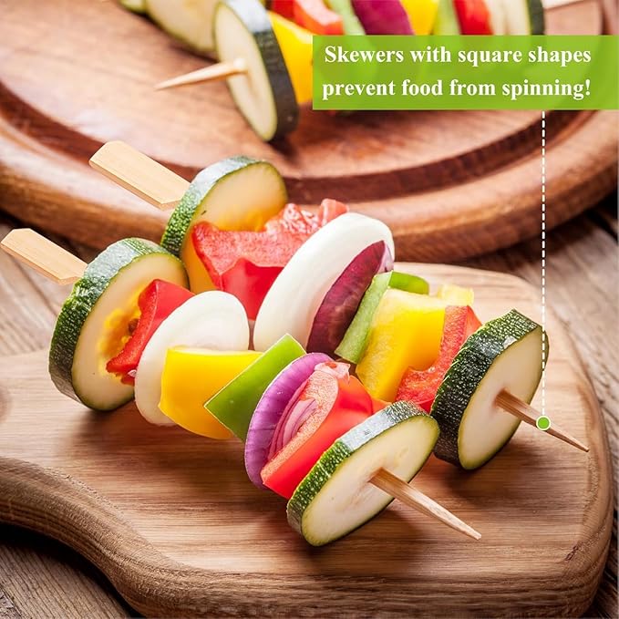 4.7 Inch Bamboo Skewers For Appetizers, 400 PCS Cocktail Picks, Fancy Flat Toothpicks For Appetizers, Bamboo Sticks For Party Sandwich Fruit Charcuterie Boards Accessories