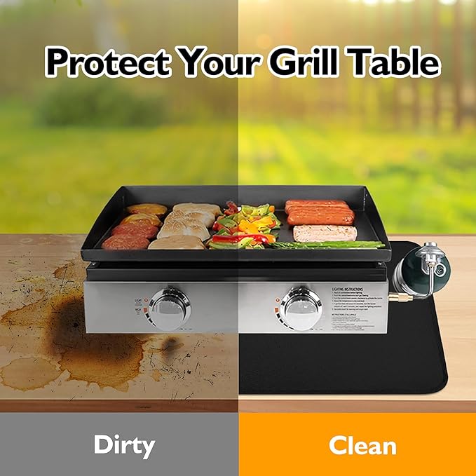 25 x 19.5in Heat Resistant Grill Mats for Outdoor Grill to Protect Your Prep Table and Outdoor Grill Table - Fire Proof & Water Proof & Oil Proof BBQ Mat - Black (1mm)