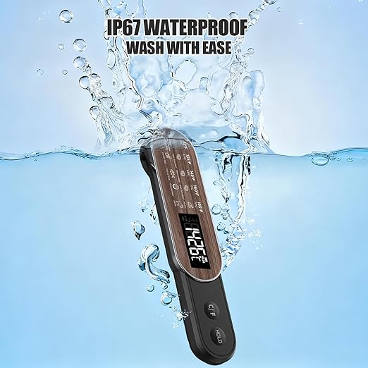 Smart Meat Thermometer Digital with Ultra-Fast 0.5 Sec Instant Read, NIST Certified ±0.5°F Accuracy, Auto-Rotating Backlight Display, IP67 Waterproof, Oven Safe for Grill, BBQ, Smoker, Candy