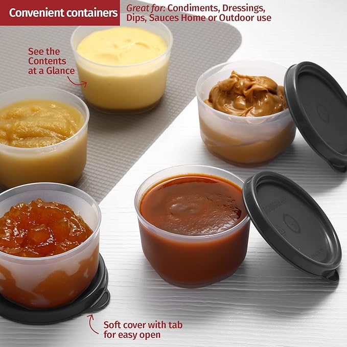 SIGNORA WARE Reusable Plastic Food Storage Containers 8 pack 4 oz. Stackable Airtight Leak proof Containers for Snacks, Nuts, Baby Food, Picnics, Food Prep, Salad Dressing - BPA Free
