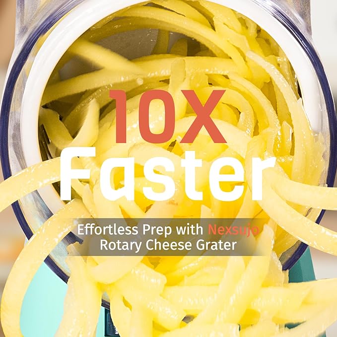 Rotary Cheese Grater Hand Crank, 3 Blades Slicer Shredder, Cheese Grater for Kitchen, Multi-Functional Kitchen Tool for Vegetables, Nuts, Chocolate, with Strong Suction Base, Blue