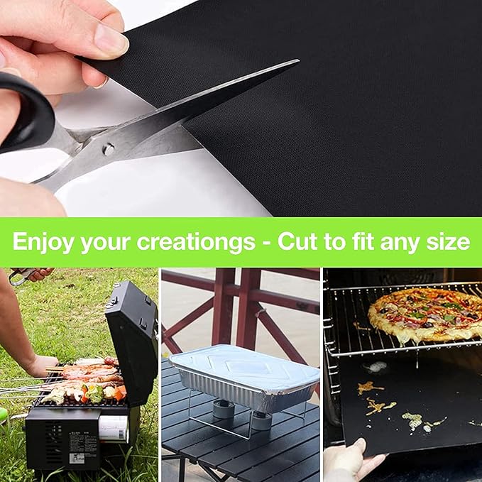 Grill Mats for Outdoor Grill Set of 5 Black BBQ Grill Tools BBQ Accessories Non-Stick Heavy Duty Grilling Mats Teflon Grill Sheets for Charcoal Grill Gas Electric Smokers Barbecue Camping RV Griller
