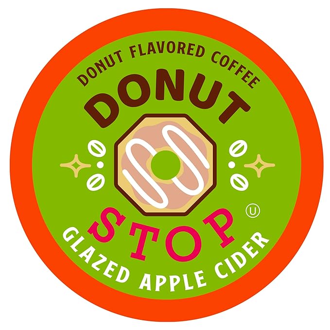 Donut Stop Glazed Apple Cider Medium Roast Coffee Pods, 40 Count, Compatible with 2.0 K-Cup Brewers