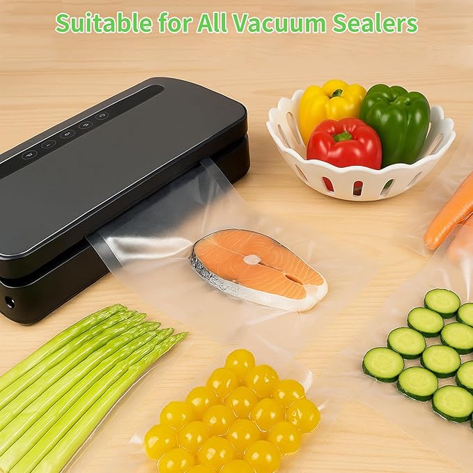 MakMeFre 2Pack (Total 100Feet) 8x50 Vacuum Sealer Bags Rolls with BPA Free,Heavy Duty Vacuum Food Sealer Storage Bags Rolls,Cut to Size Roll,Great for Sous Vide