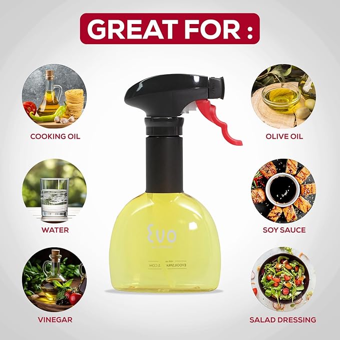 Evo Oil Sprayer Minis, Non-Aerosol for Olive, Cooking Oils, and Vinegars, Yellow, 8-Ounce Capacity, Set of 2