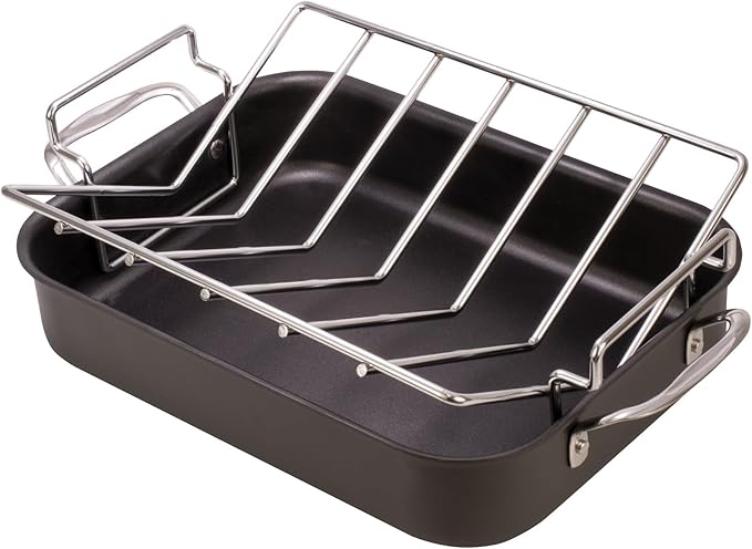 HIC Kitchen Roasting Pro V-Shaped Baking Rack, Chrome-Plated Steel, For Even Cooking And Juicy Results, 15.75 x 10.25 x 4-Inches