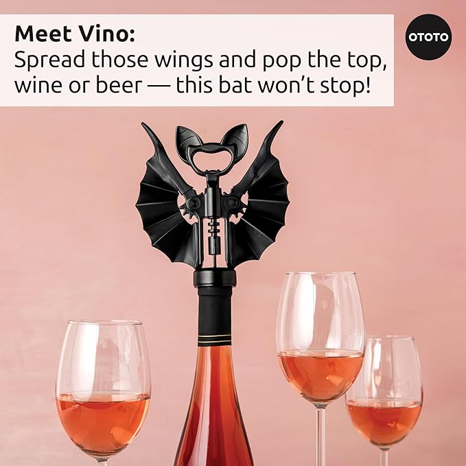 OTOTO Boo-tiful Crew Bundle of Elizabat, Vino, Gracula - Halloween Kitchen Decor Goth Accessories, Cool Kitchen Gadgets, Bat Scissors, Spooky, Witchy Bottle Opener, Garlic Crusher, Spooky Funny Gifts