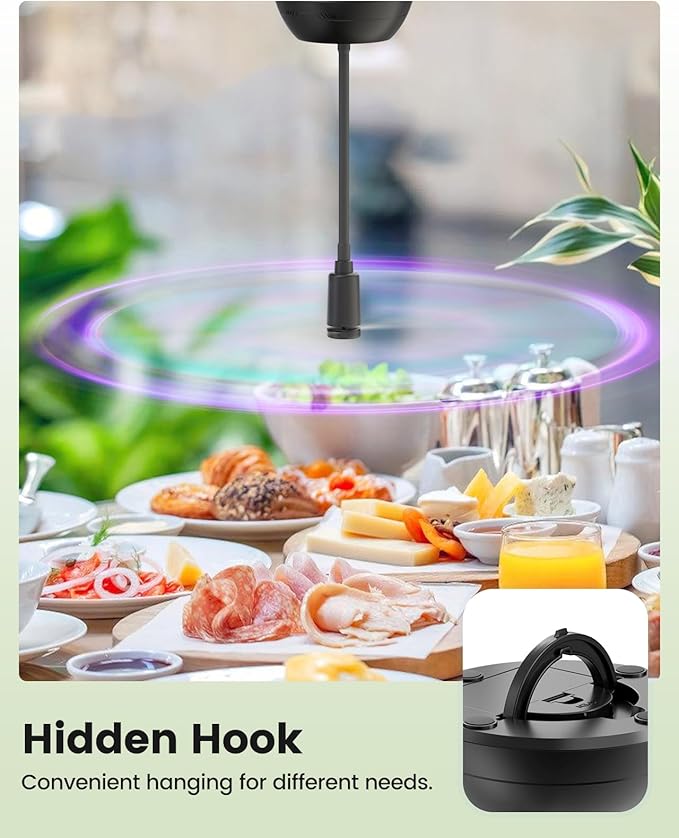 4Pack Food Fan for Table, AA Battery Powered, Portable Fan with Flexible Gooseneck and Soft Blades, Soundless Table Fan for BBQ, Picnic, Party, Patio (Non-rechargeable,Black)
