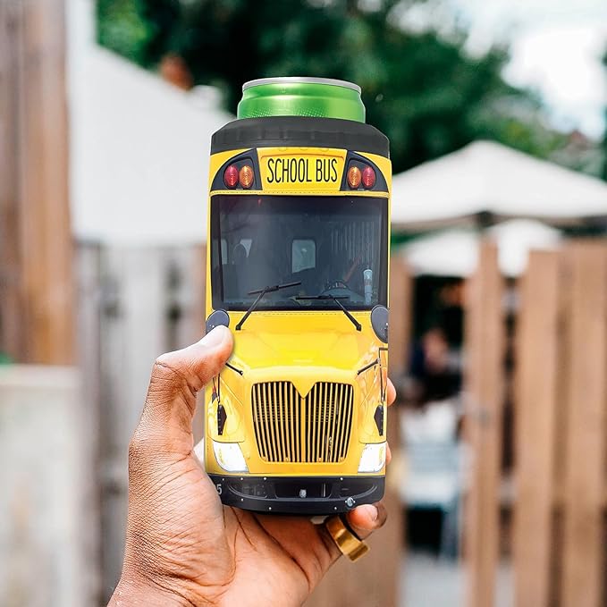 SANDJEST School Bus Driver Tumbler - 4-in-1 Design Tumbler Cup Can Cooler - 12oz Stainless Steel Insulated Cans Coozie Travel Mug Birthday, Christmas, Appreciation, Teacher's Day Gifts for Teachers