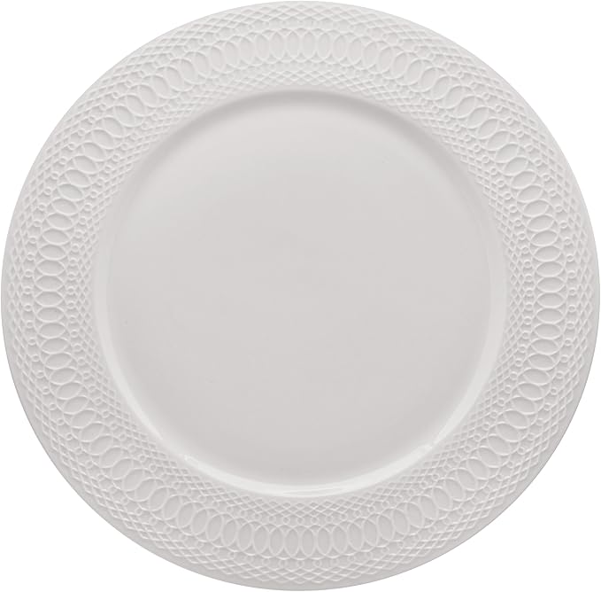 Mikasa Levi 40 Piece Bone China Dinnerware Set, Embossed Plates Bowls, Chip-Resistant, Lightweight, Elegant and Durable, Service for 8, White