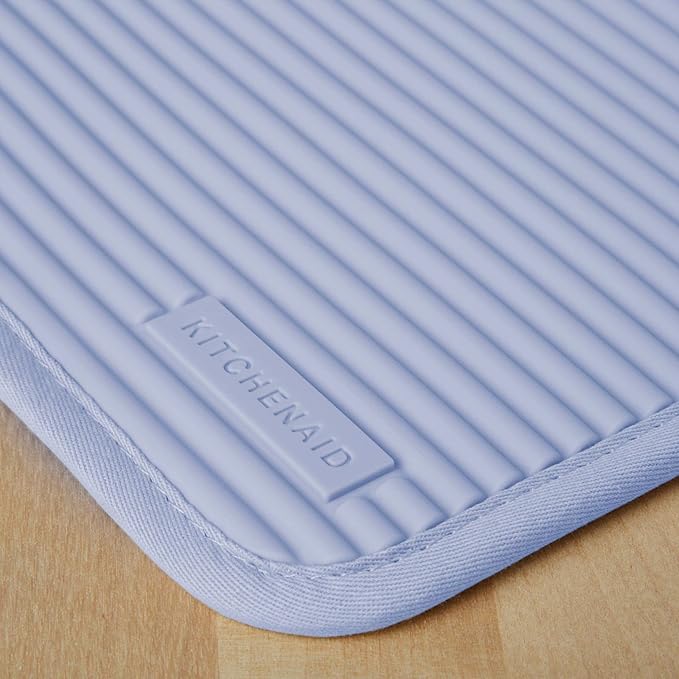 KitchenAid Ribbed Soft Silicone Pot Holder 2-Pack Set, Lavender Cream Purple, 7"x9"