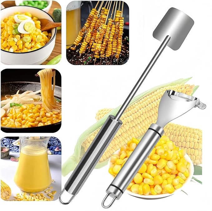 2 Pcs Stainless Steel Corn Peeler and Stripper Tool Set, Ideal Gadget Tool for corn on the cob BCMON