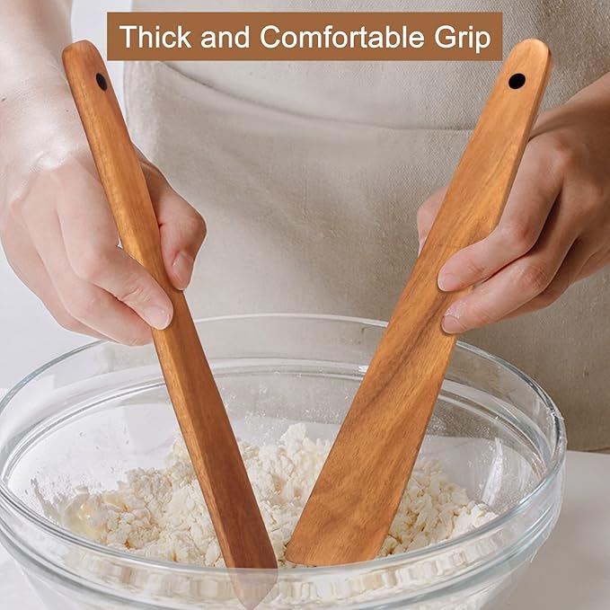 Flat Wooden Spatula for Kitchen Utensil Spurtle Kitchen Tool Turner Teak Wood Scraper Spatulas Non Toxic Cooking Utensil Bamboo Spatula for Cooking Spoon Small Egg Flipper Spatulas Sourdough Stirrer