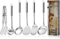 Pleafind Stainless Steel Cooking Utensils Set, 6 Pcs Heat Resistant Kitchen Utensils Set, Nonstick Kitchen Tools for Cooking, Baking, Metal Spatula Set for Chef, Dishwasher Safe