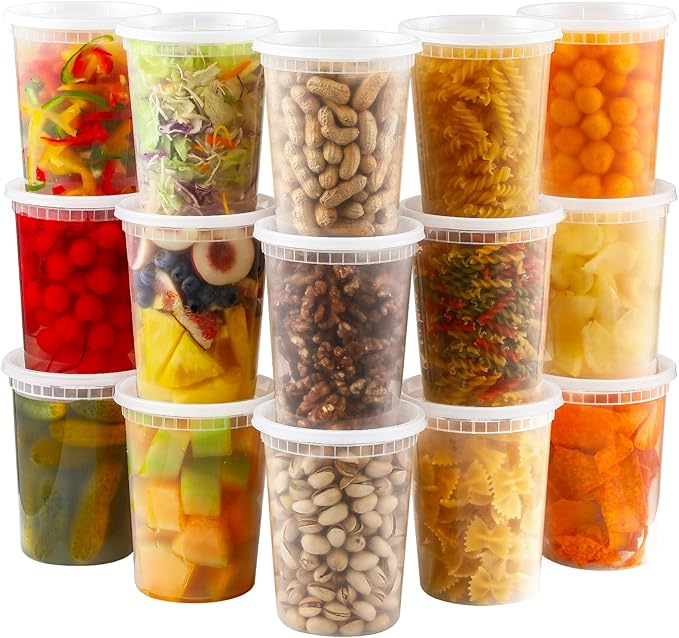 AOZITA 20 Sets 32 oz Plastic Deli Food Containers With Lids, Airtight Food Storage Containers, Freezer/Dishwasher/Microwave Safe, Soup Containers For Takeout Meal Prep Storage