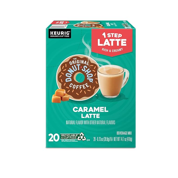 The Original Donut Shop Caramel Latte, Keurig Single Serve K Cup Pods, Flavored Coffee, Caramel Latte, 10 Count - Pack of 6