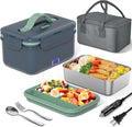 Electric Lunch Box Food Heater 100W, 4 in 1 Ultra Quick Heated Lunch Boxes for Adults 12V/24V/110V/220V Portable Food Warmer for Car/Truck/Office With Fork Spoon and Insulated Carry Bag