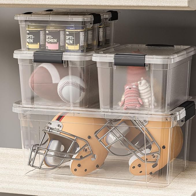 Superio Clear Storage Container with Lid, 16 Quart Plastic Bin for organization, Non-Toxic, BPA Free, Odor-Free, Stackable Latch Box organizer for Home, Dorm, Classroom, Garage, Closet (16 Quart)