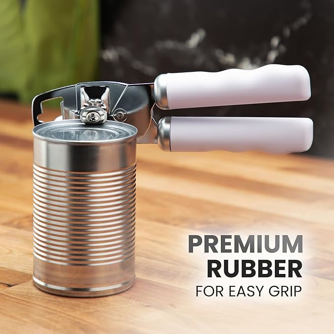 Zulay Kitchen Heavy Duty Stainless Steel Can Opener Manual with Bottle Opener - Rust Proof Manual Can Opener With Turn Knob & Comfy Soft Grip Handles - Light Lilac