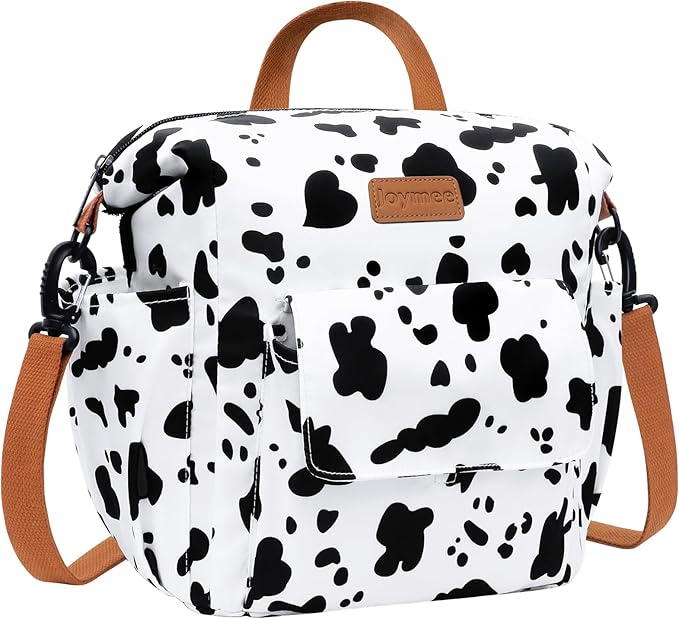 Joymee Lunch Bag Women Insulated Lunch Box Reusable Leakproof Large Spacious Cooler Tote for Women Men Adult with Bottle Holder and Side Pockets for Work Office Travel Picnic -08 Cow