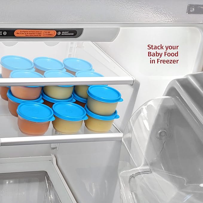 SIGNORA WARE Reusable Plastic Food Storage Containers 8 pack 4 oz. Stackable Airtight Leak Proof Containers for Snacks, Picnics, Food Prep, Salad Dressing - BPA Free