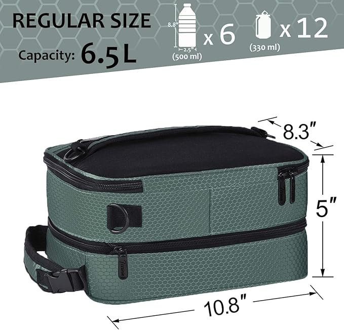 Tirrinia Expandable Insulated Lunch Bag for Men Women – Leakproof Reusable Cooler LunchBox for Kids & Adults with Shoulder Strap, Perfect for Work, School, Office, Travel,Grey