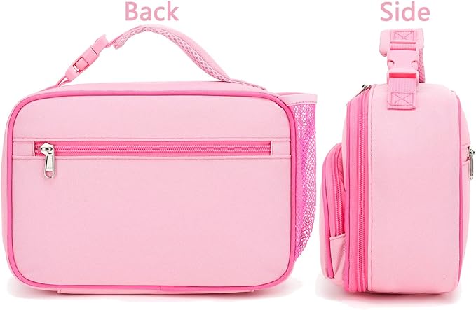 FlowFly Kids Lunch box Insulated Soft Bag Mini Cooer Back to School Thermal Meal Tote Kit for Girls, Boys,Pink