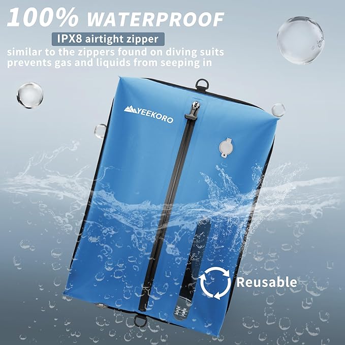 Vacuum Bag for Travel, Professional IPX8 Waterproof Reusable Vacuum Compression Bags for Travel Suitcases, Durable Space Saver Bag(3 PACK,With Pump)