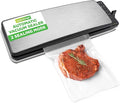 NutriChef Automatic Food Vacuum Sealer Machine - Electric Air Sealing Preserver with 5 Reusable Bags, LED Controls, High-Power Suction, for Dry & Moist Foods, Stainless Steel Housing