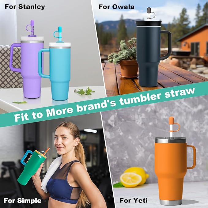 Adjustable Straw Cover Cap for Stanley, and Compatible with Simple Modern|Yeti|Hydro Flask|Reduce|Owala|Beast|Hydrapeak Tumbler Straw, All Brand of 6-12mm Straw, Straw Stopper Topper Accessories