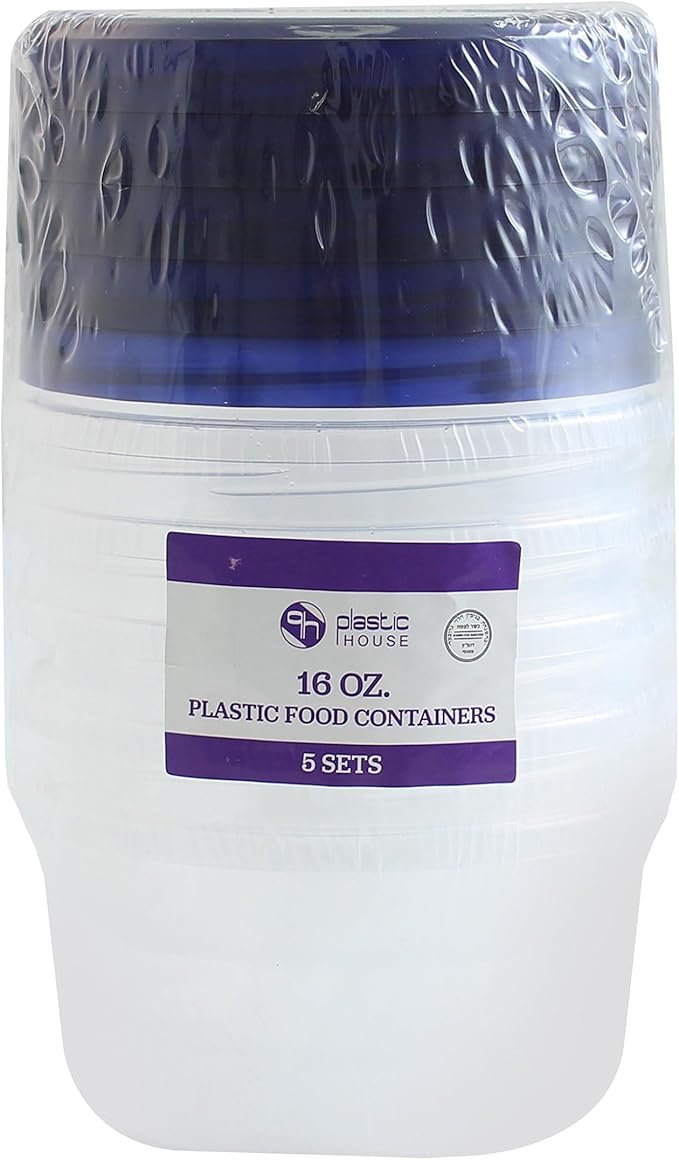 PH [16Oz - Blue - 5 Pk] Twist Top Food Storage Containers Leak-Proof, Airtight Soup Storage Canisters with Screw & Seal Lids BPA-Free, Stackable, Reusable Kitchen Essentials 16-Ounce
