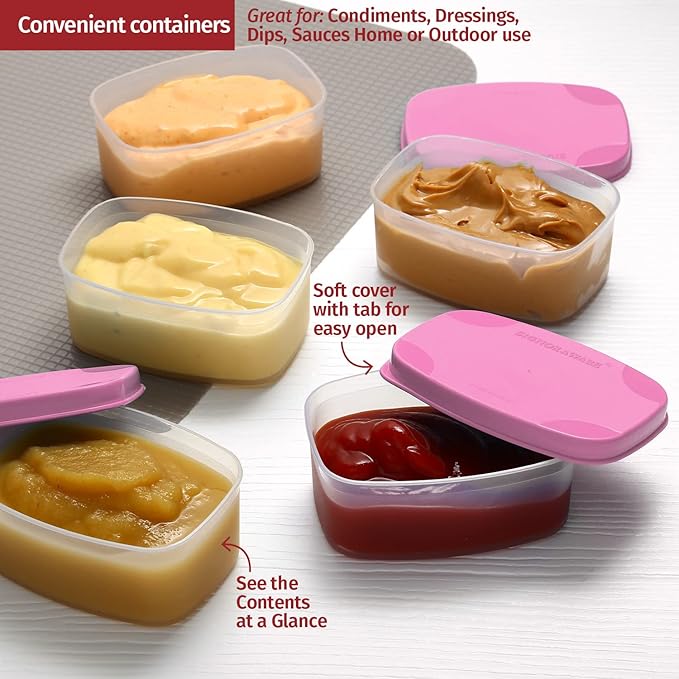 Reusable Airtight Food Containers 3 oz 8 pack. for Snacks, Baby/Toddler Food/Puree, Condiments, Picnics Food Prep, Lunch, Plastic Food Storage Containers–Dishwasher, Microwave, Freezer Safe BPA free