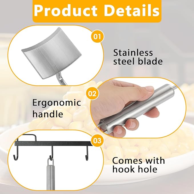 AphohomeCorn Peeler for Corn on the Cob, 2PCS Long Handle Stainless Steel Corn Stripping Tool, Quick Corn Cob Stripper Tool, Easy-to-Use Corn Cutter, Ideal for Kitchen, Salads & Tacos, 9.8×1.57×1.06in