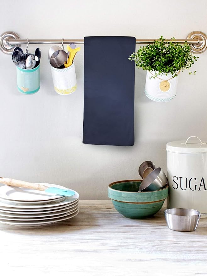 Urban Villa Premium Quality 100% Cotton Solid Kitchen Towels Set of 6 Ultra Soft Size 20x30 Inches Indigo Blue Color Highly Absorbent