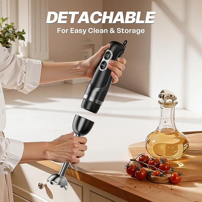 Immersion Blender Handheld Corded Electric Hand Blenders Portable Stick Mixer with 2 Mixing Speed and Stainless Steel Blades Emulsifier for Blending Soup, Smoothies, Puree or Baby Food