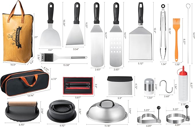 36PCS Grilling Accessories, Griddle Accessories Kit with BBQ Blanket, Flat Top Grill Tools for Blackstone & Camp Chef, Grill Spatula Set with Enlarged Spatulas, Basting Cover, Scraper