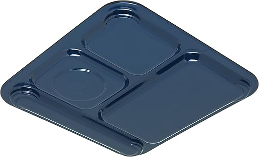 Carlisle FoodService Products Melamine Right-Hand 4-Compartment Tray, 10x9.75 Inches, Dark Blue, Pack of 48