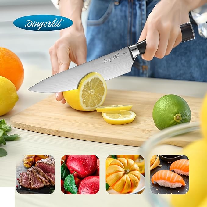 Knives Set for Kitchen, Chef's Knife Set Professional with Chef Santoku Cleaver Nakiri Fruit 5pcs Knife - Damascus Stainless Steel Cooking Knife Set with pakkawood Handle.
