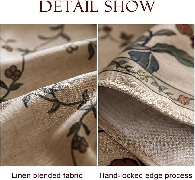 patdrea Designer Linen French Small Tablecloth for Rectangle Table,Fall Country Breathable Floral Tablecloths,Table Cover for Kitchen Dining,Tea Party,Christmas,Thanksgiving,55"x71"-Oliveirad