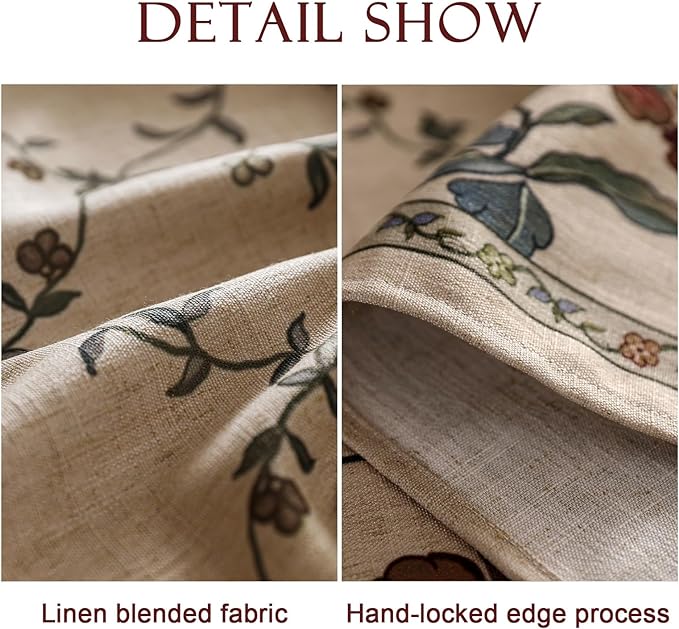 patdrea Designer Linen French Long Tablecloth for Rectangle Table,Fall Country Breathable Floral Tablecloths,Table Cover for Kitchen Dining,Tea Party,Christmas,Thanksgiving,63"x94"-Oliveirad